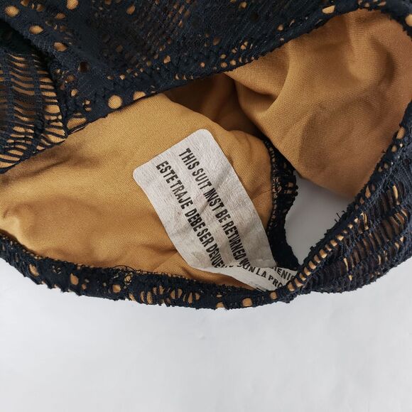 NEW!! Mossimo SIZE S Lace Crochet Overlay Halter One Piece Swimsuit Black Cute - Picture 11 of 12